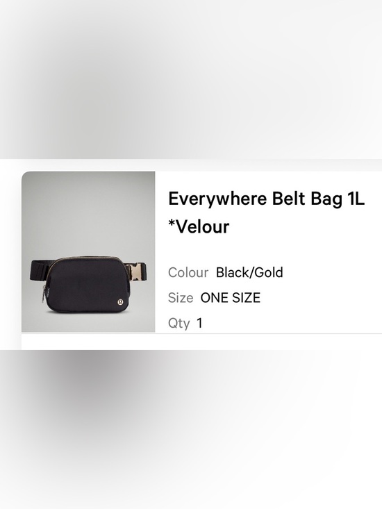 lululemon athletica Handbags - Lululemon Everywhere Belt Bag 1L Velour - Black with Gold Hardware